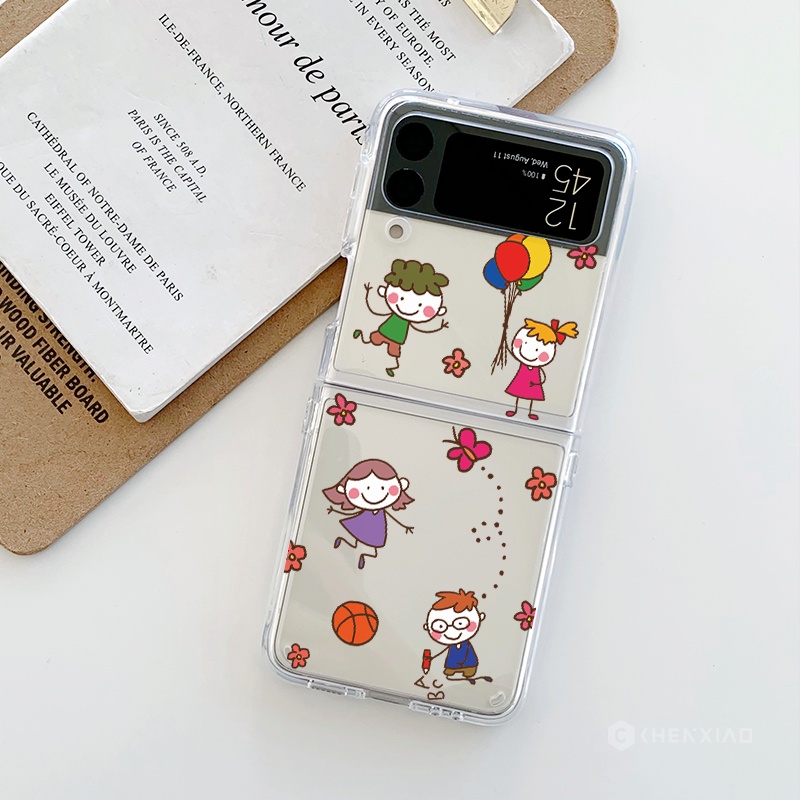 Bao Da Điện Thoại Nắp Gập Chống Rơi Trong Suốt In Họa Tiết Hoạt Hình Dễ Thương Dành Cho samsung galaxy z flip 4 flip3 flip1 / 2 Vỏ