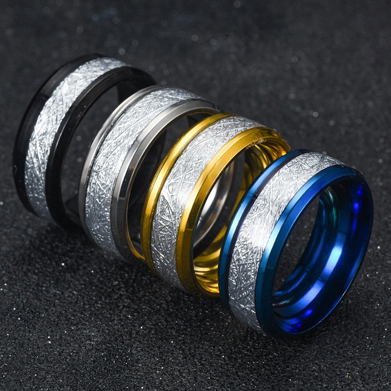 Nhẫn Nam Titan Thép Không Gỉ 8mm Thiết Kế Thời Trang