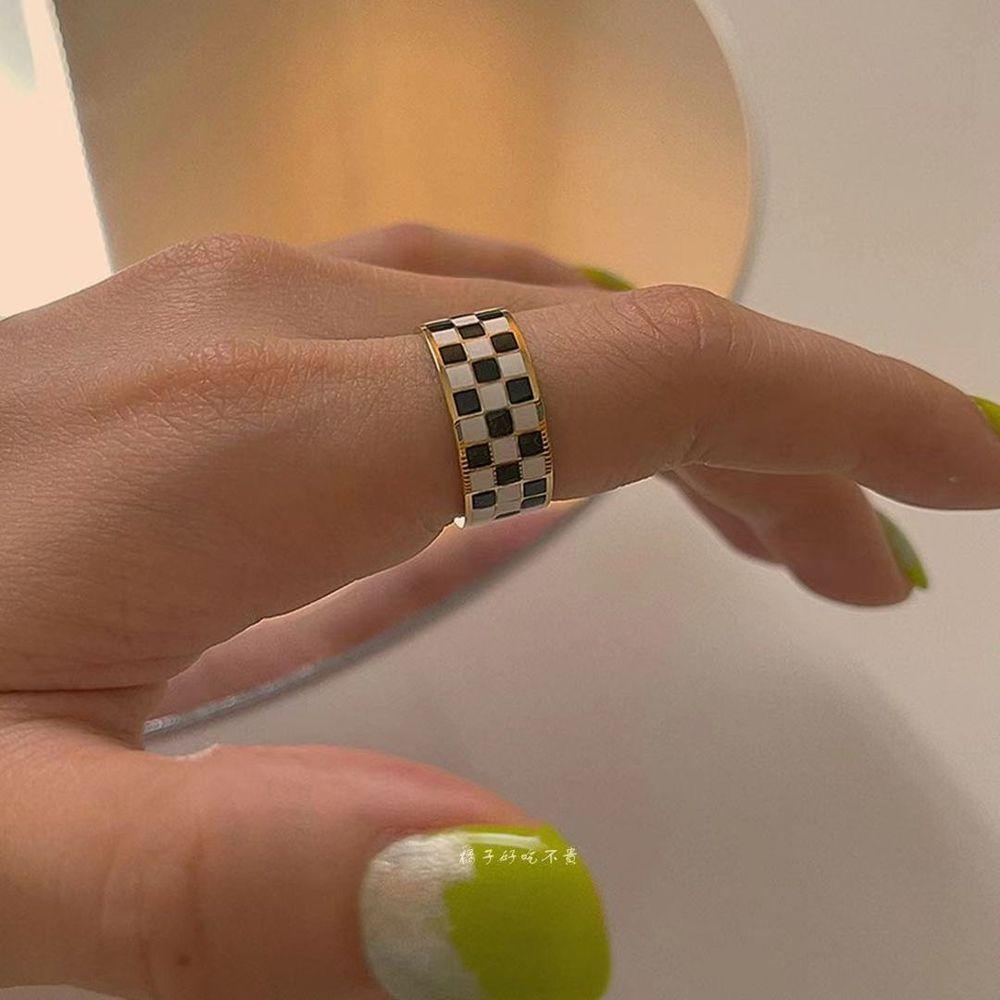 Nhẫn Hở 2 Lớp Mặt Tráng Men Thanh Lịch Cổ Điển Có Thể Điều Chỉnh Cho Nữ