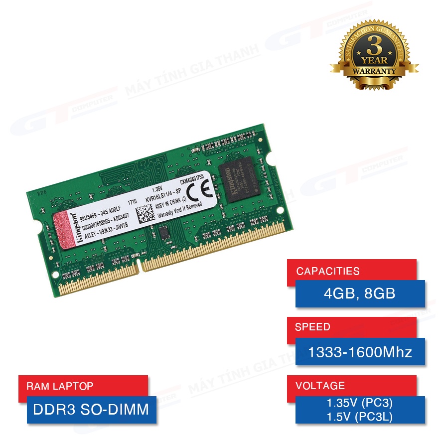 Ram DDR3 Laptop 4GB | 8GB Bus 1333 | 1600 Hàng Tháo Máy - Bảo Hành 3 Năm