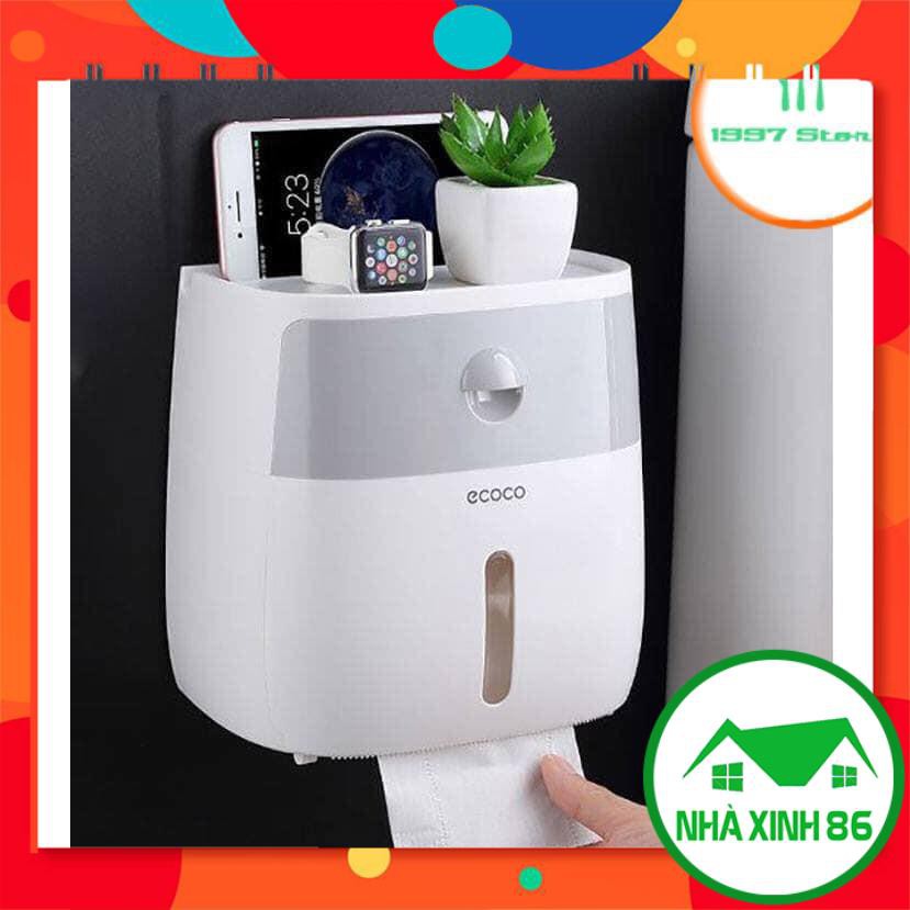 Hộp Đựng Giấy Vệ Sinh ECOCO Cao Cấp Có Nắp Để Điện Thoại l Hộp giấy vệ sinh ecoco 2 tầng, để điện thoại