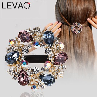 Kẹp tóc thiết kế hình tròn đính đá phong cách vintage thanh lịch cho nữ