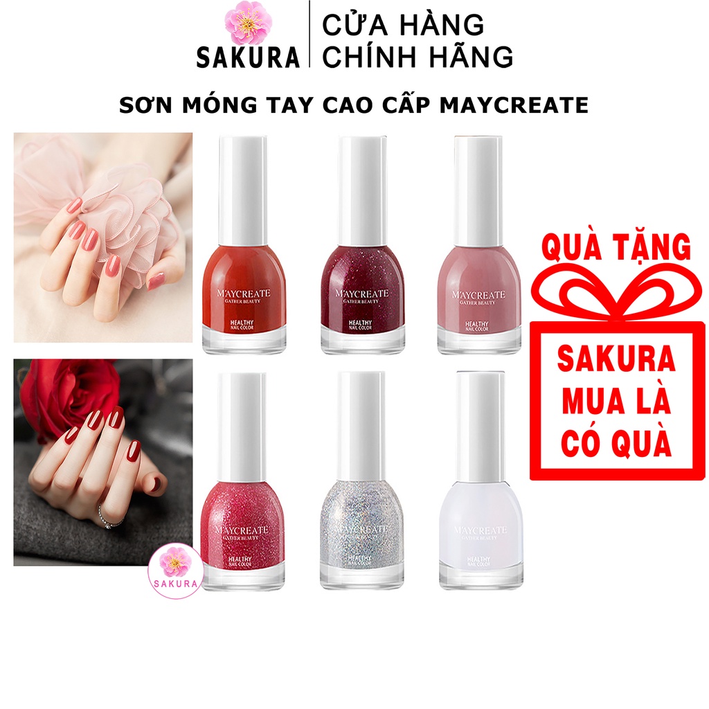 Sơn móng tay MAYCREATE nhanh khô nhiều màu tuỳ chọn nội địa trung SAKURA 10g