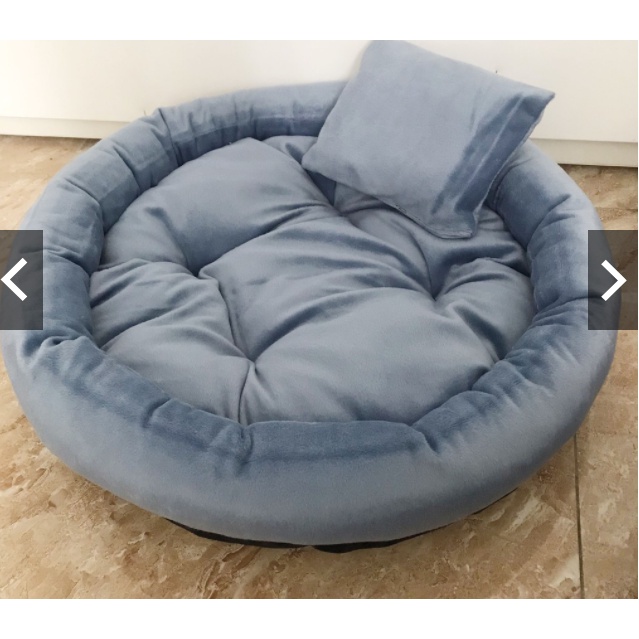 nệm tròn cho chó mèo size 45kg chó to kèm gối nằm (m tròn nhung)