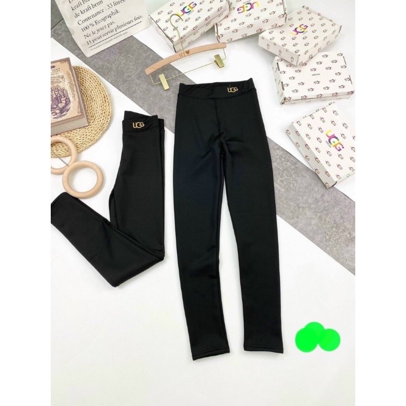 Quần legging lót lông thêu chữ cao cấp