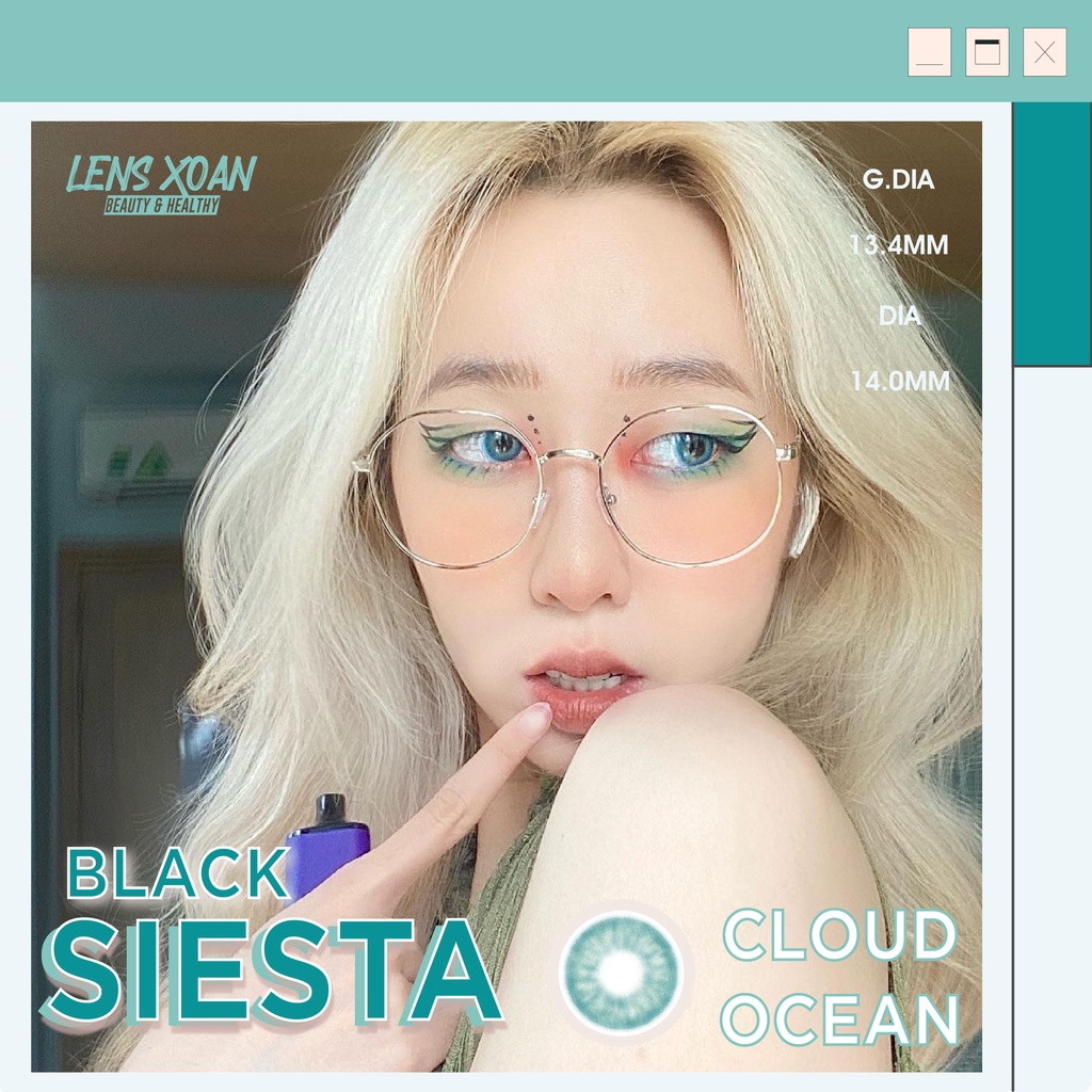 KÍNH ÁP TRÒNG CAO CẤP SIESTA BLACK CLOUD OCEAN: LENS XANH DƯƠNG SÁNG TÂY| PC HYDROGEL| COLOR CL|  LENS XOẮN