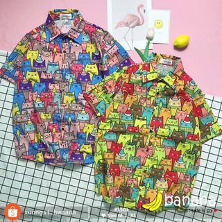 [Banana]- Áo sơ mi hoạt hình mèo 7 màu (M,L,XL)