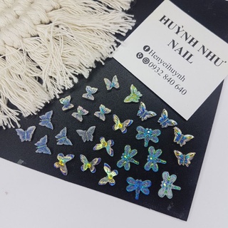 Set 25 viên charm chuồn chuồn-bướm nơ nhựa ánh hologam