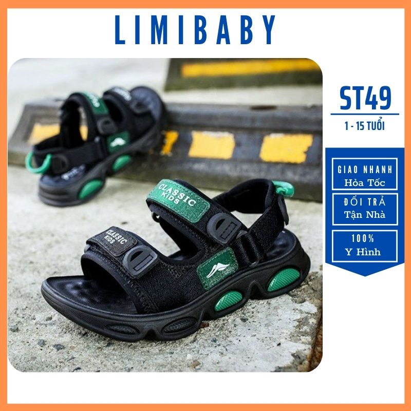 Dép sandal quai hậu bé trai LIMIBABY có quai dán đàn hồi êm chống trơn cho trẻ em học sinh đi học ST49