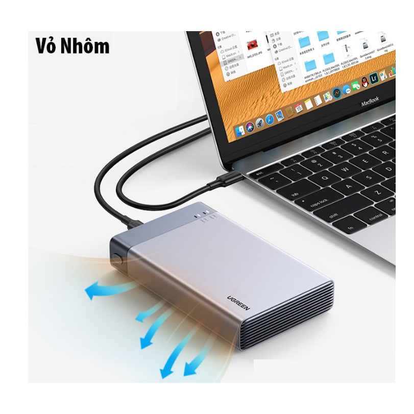 Hộp đựng ổ cứng 2.5 Dual Ugreen 80857 (USB Type-C 3.1 Gen 2, dung lượng SSD 2x 6TB)