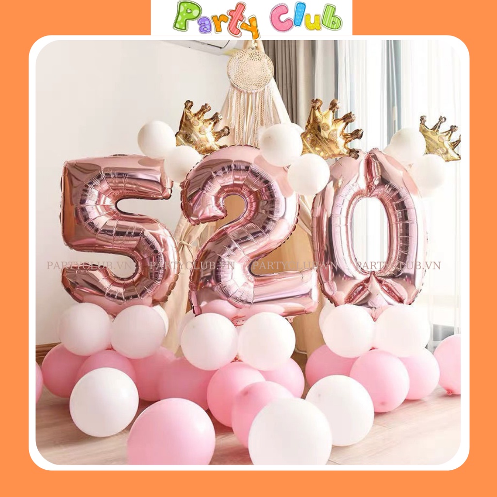 Bóng số vương miệng trang trí sinh nhật màu hồng