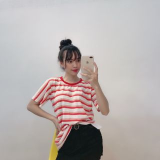 Áo thun form rộng kẻ sọc (dưới 60 kg )