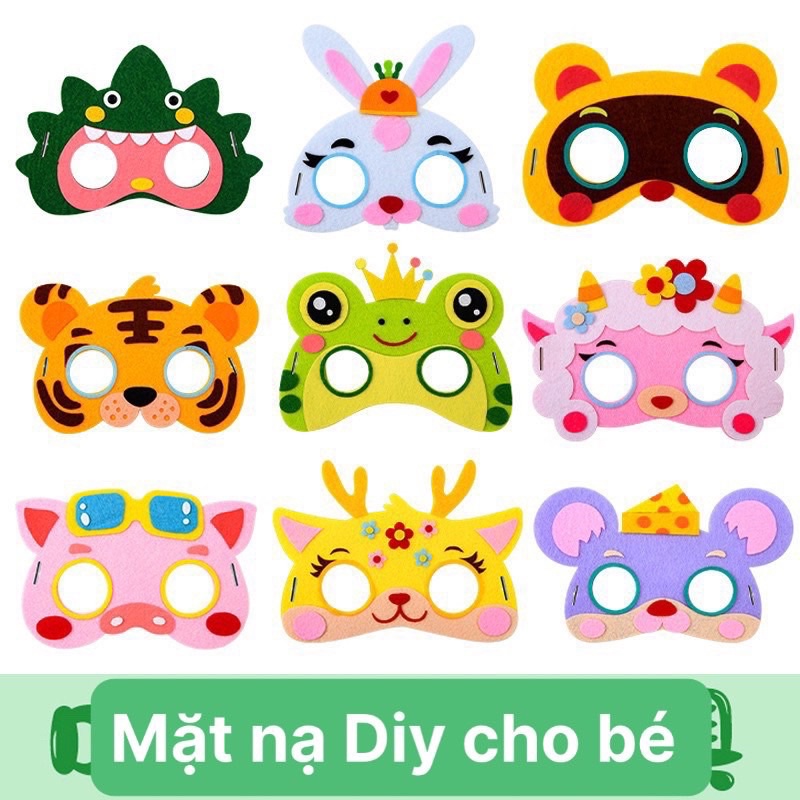 Mặt nạ vải hình thú cho bé, mặt nạ Halloween Diy cho bé, mặt nạ cho bé nhập vai