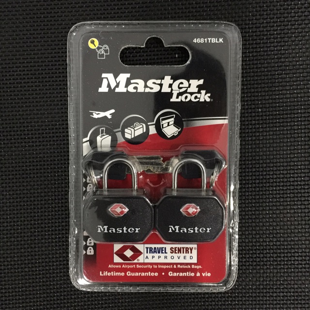 [Q5.HCM] Khóa Vali TSA Master Lock 4681 TBLK (Bộ 2 ổ đen chung chìa)