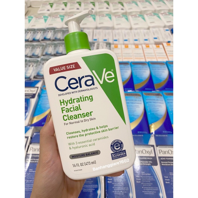 SỮA RỬA MẶT CERAVE HYDRATING FACIAL CLEANSER FOR NORMAL TO DRY SKIN 473ml (Bill My)