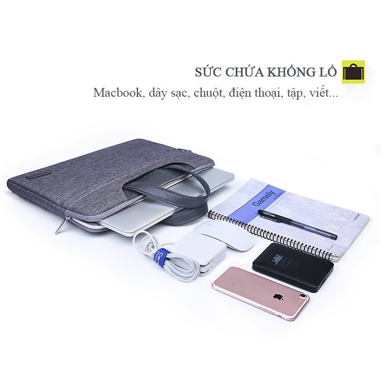 Túi Xách + Túi Đựng Sạc Cartinoe Cho Macbook - Laptop - Xám | WebRaoVat - webraovat.net.vn