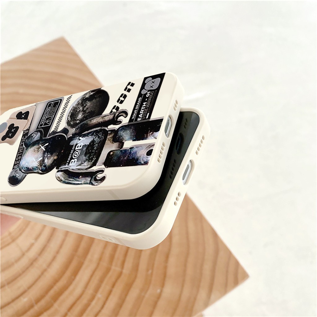 Ốp lưng iphone Gấu B�e@rbrick cạnh vuông 6/6plus/6s/6splus/7/7plus/8/8plus/x/xr/xs/11/12/pro/max/plus/promax e107