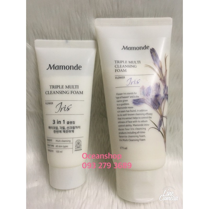 Sữa rửa mặt Mamonde Triple Multi Cleansing Foam Flower Iris về hàng SALE 50% (Bill mua ảnh bên cạnh)