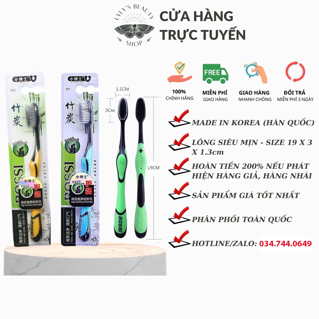 10 Bàn chải đánh răng Bossi 921 Hàn Quốc - Bàn chải than tre hoạt tính