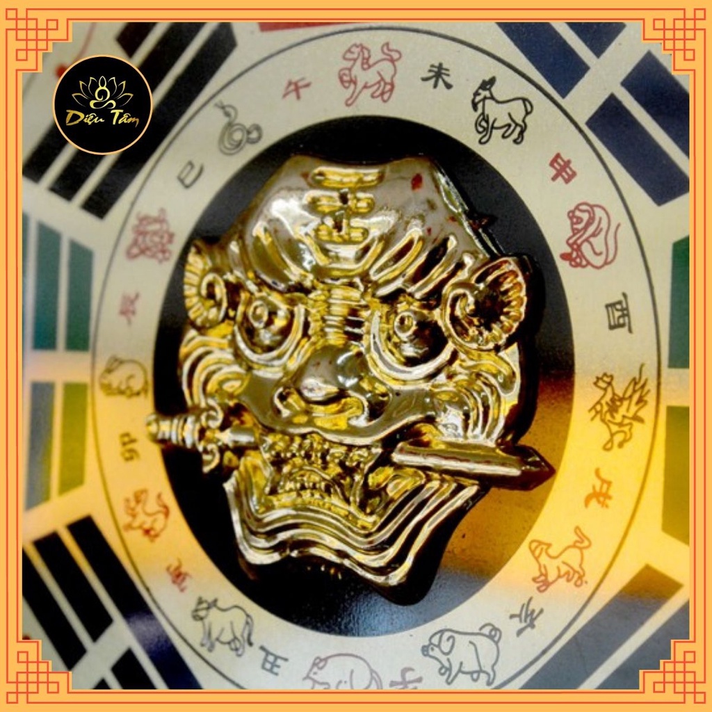 Gương bát quái mặt hổ phù mạ vàng 12 con giáp treo cửa hoá giải điềm không may mang phước lành đồ thờ cúng phong thuỷ