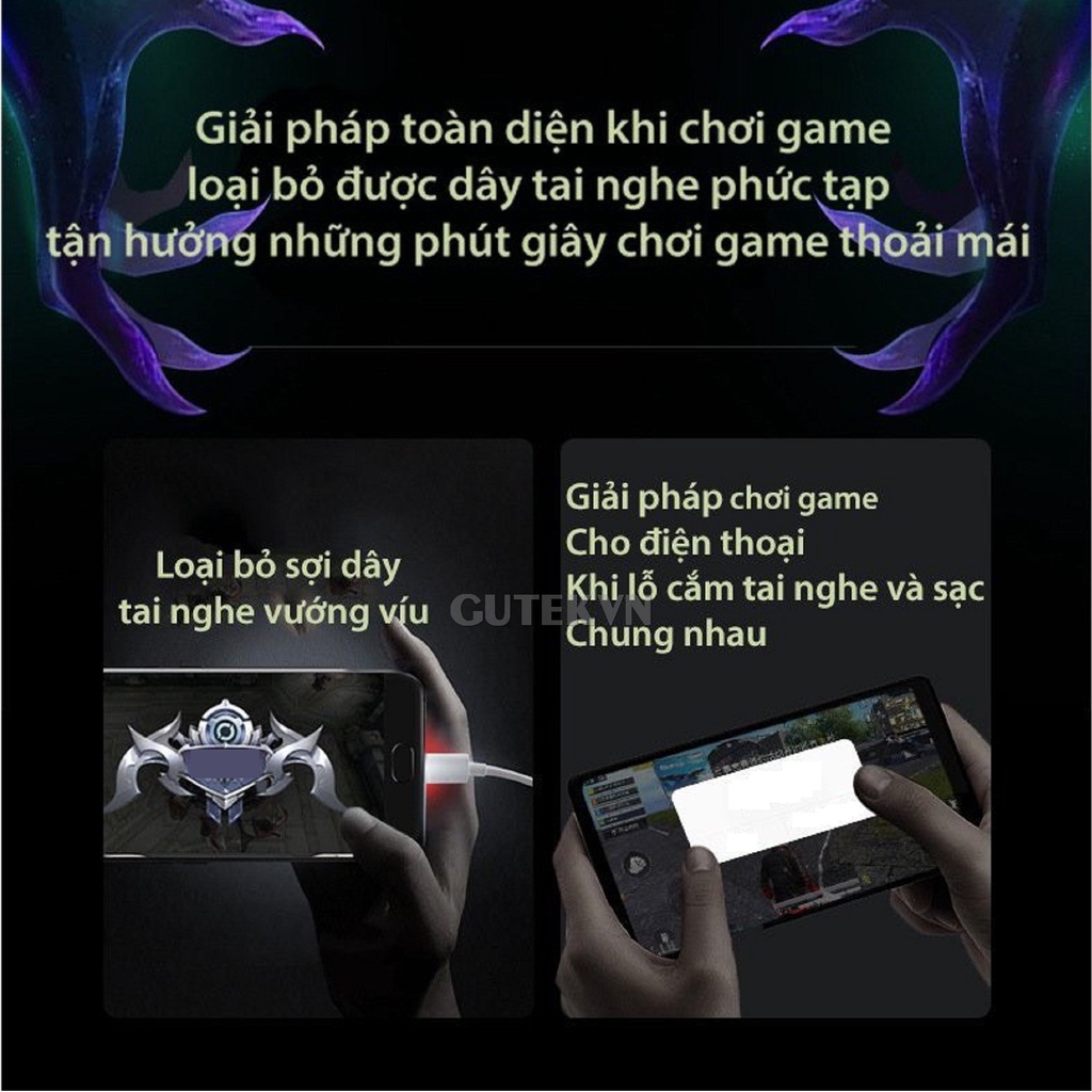 Tai nghe bluetooth gaming không dây Gutek K55 tws 5.0 có mic chơi game độ trễ thấp bass mạnh