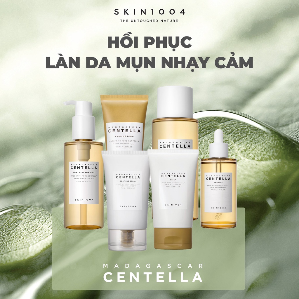 Bộ 7 Sản Phẩm Giảm Mụn Làm Dịu Da Skin1004 Madagascar Centella (Tẩy trang + Sữa rửa mặt + Toner + Serum + KCN + 2 Kem)