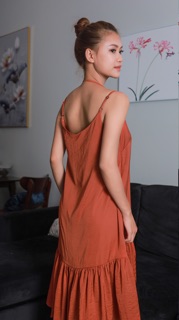 Đầm lụa đuôi cá cam InFAshion