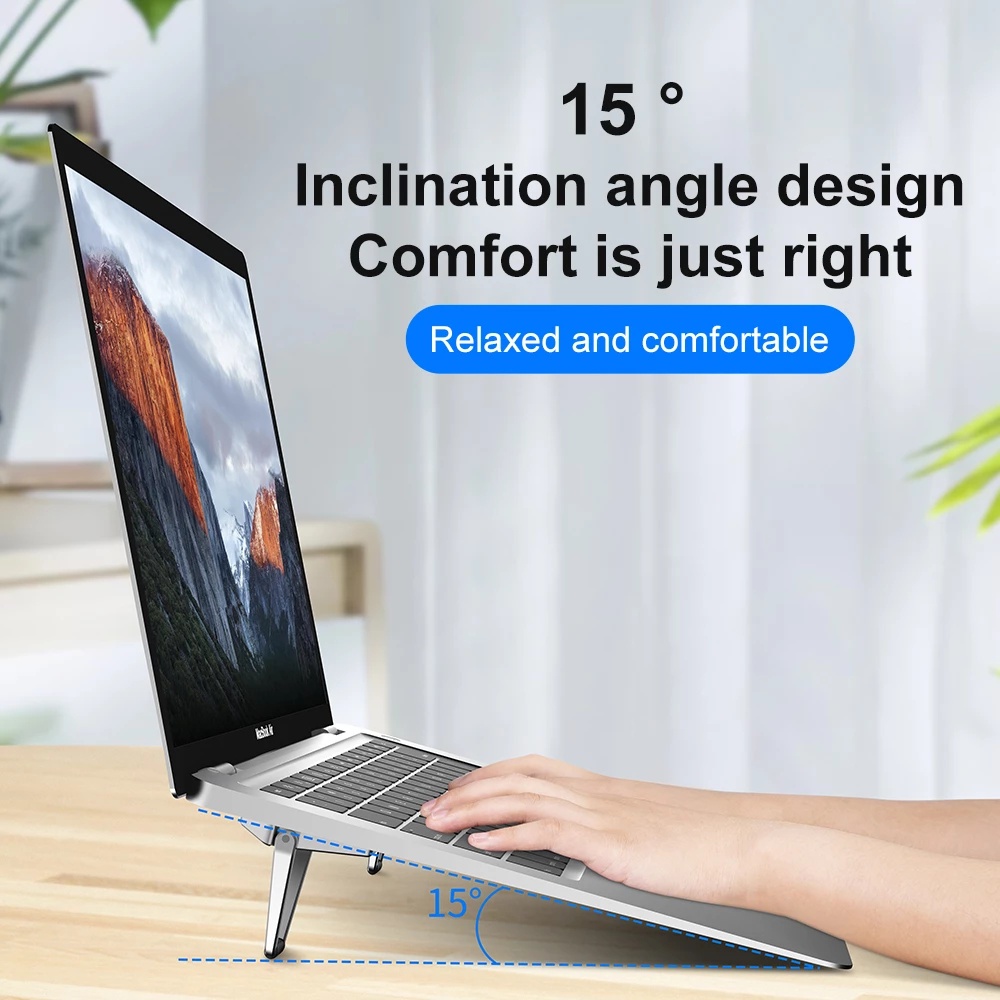 1 Cặp Giá Đỡ Laptop Bằng Kim Loại Chống Trượt Cách Nhiệt Có Thể Gập Lại Tiện Dụng