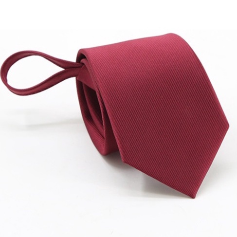 Cavat Nam 7cm thắt sẵn khóa kéo màu đỏ đậm, Calavat công sở, Cà vạt dự tiệc, Cravat chú rể