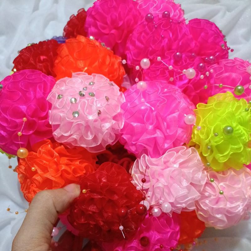 Dây cột tóc, dây bông hoa múa đính trai,đính đá.
