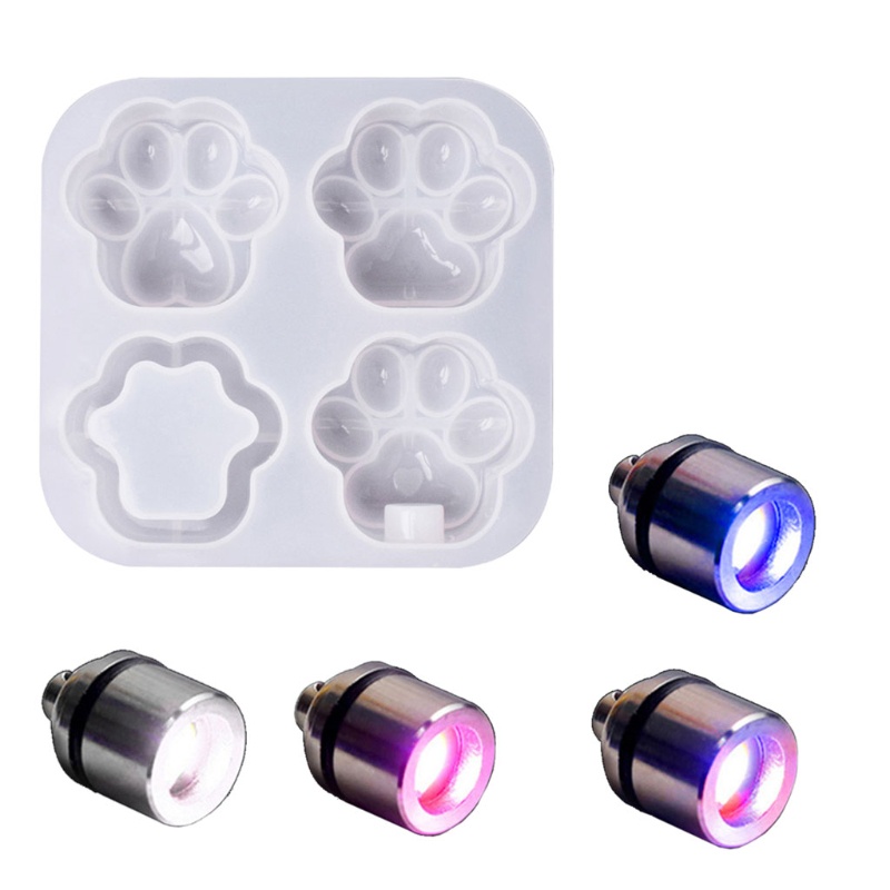 Khuôn silicone làm mặt dây chuyền/móc khóa resin epoxy hình dấu chân mèo/trái tim 4 ngăn thủ công DIY