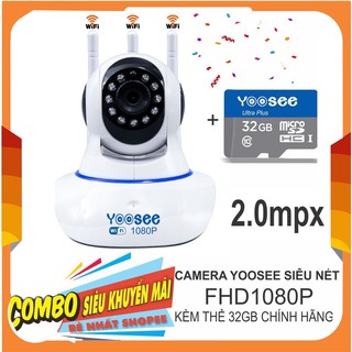 Camera Yoosee 3 Anten Yoosee 360° FULLHD 2.0 Mpx (1920x1080) Siêu Nét Kèm Thẻ Nhớ 32GB [Phiên Bản Tiếng Việt] [Kho 6]