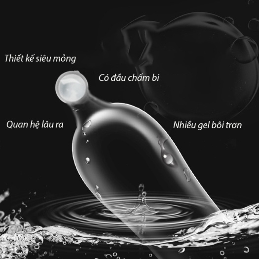 Bao cao su OLO 001 ĐEN Feeling Ultrathin, bcs siêu mỏng chống xuất tinh sớm kéo dài thời gian