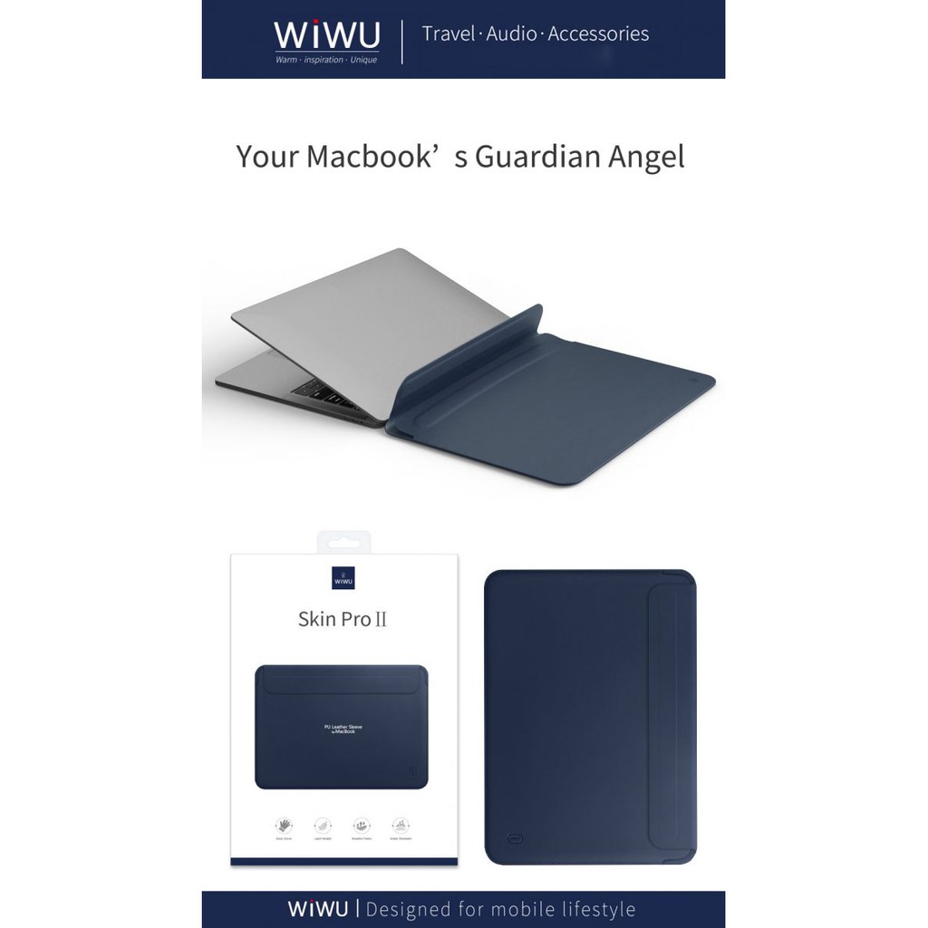 (6MÀU)Túi da Wiwu Skin Pro II Macbook/Surface/ Surface 13inch, 14inch, 15inch, 16inch-Chống nước, chống xước