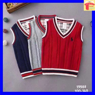 Áo len gile cho bé 9-18 tuổi trơn phối viền màu, Gile len bé trai size đại phong cách Hàn Quốc sợi không bai xù