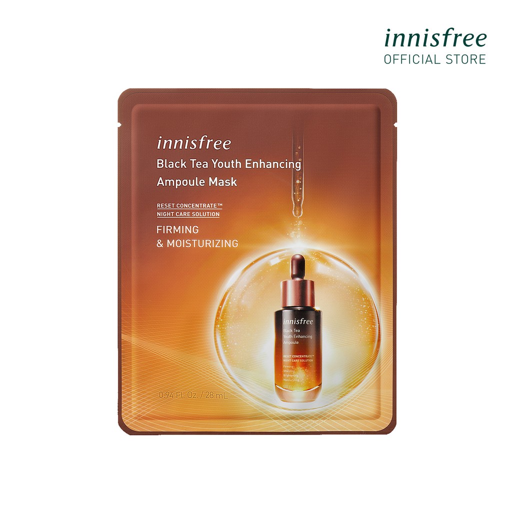 Mặt nạ phục hồi da tinh chất trà đen innisfree Black Tea Youth Enhancing Ampoule Mask 28ml