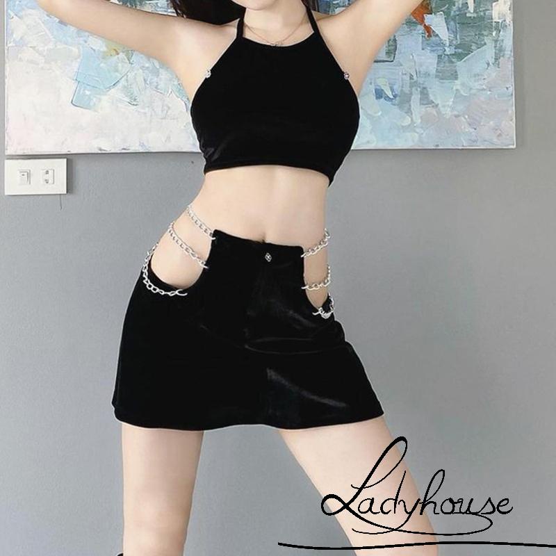 Bộ Áo Tank Top Hai Dây + Chân Váy Ôm Dáng Lưng Cao Thời Trang Mùa Hè Cho Nữ