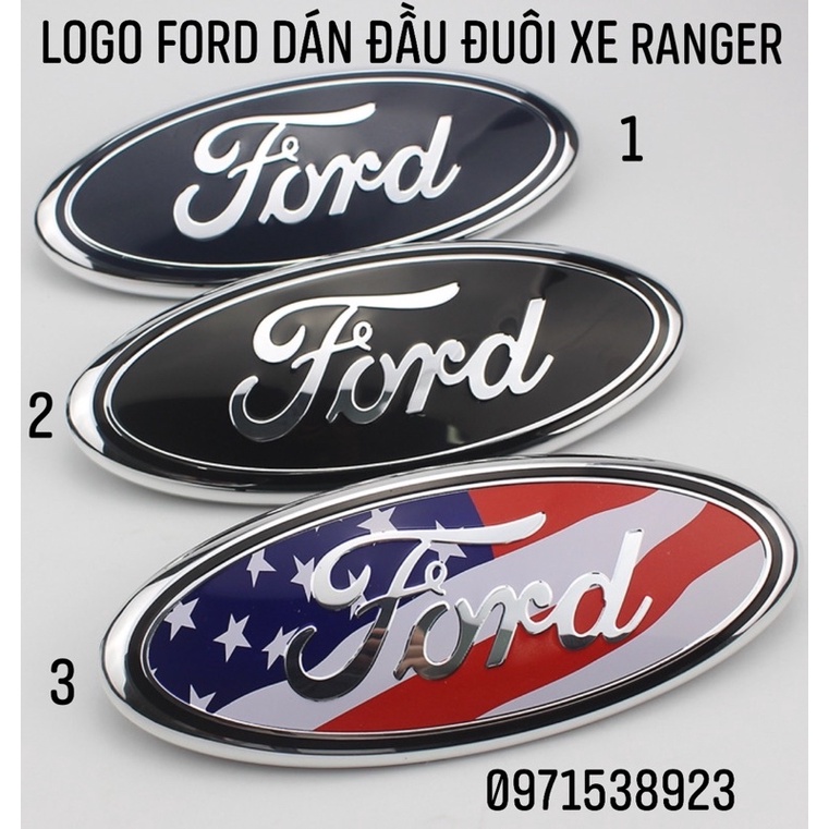 Biểu Tượng Logo Dán Truớc Sau Xe Ford RANGER 2012-2021 Kích thước: 23x9cm - 3 màu: Đen, Xanh, Cờ Mỹ