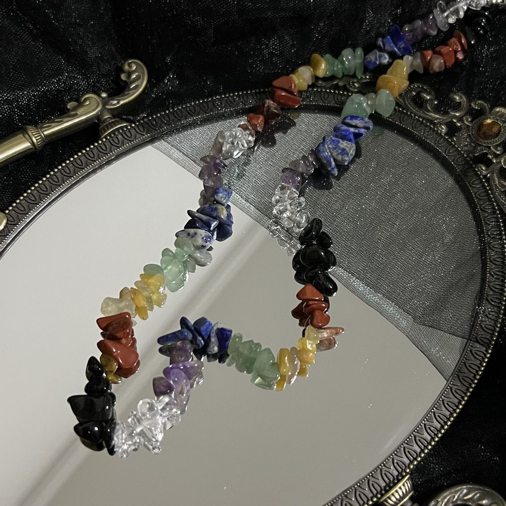 Vòng cổ xâu hạt đá nhiều màu sắc cho nữ