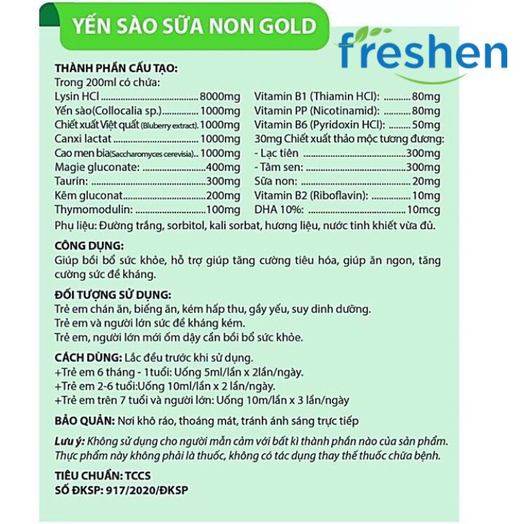 Yến Sào Sữa Non gold hỗ trợ tiêu hóa, giúp ăn ngủ ngon, bổ sung vitamin, khoáng chất cho cơ thể, tăng cường sức khỏe