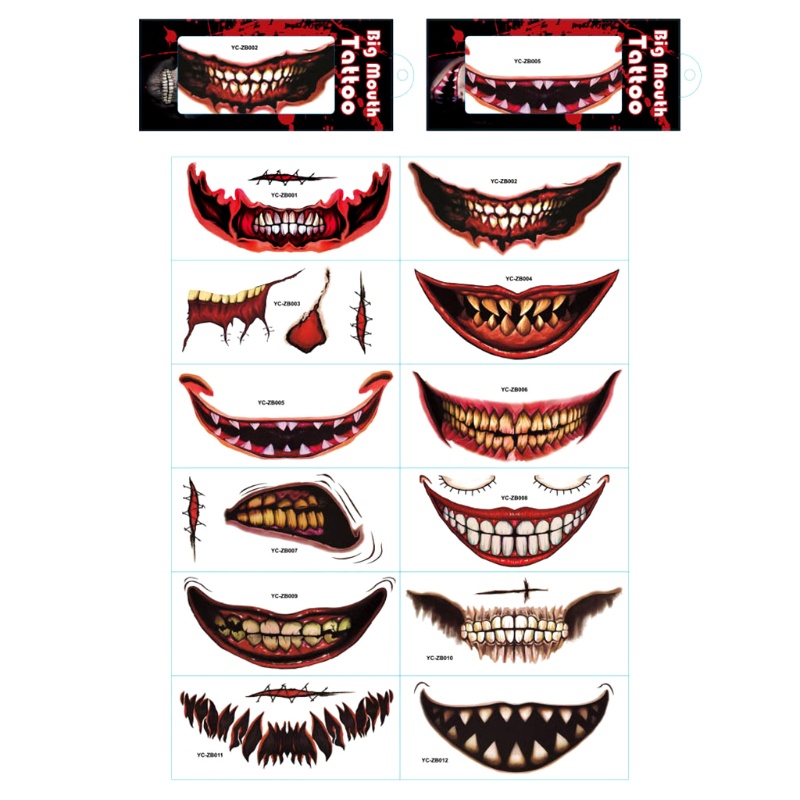 Set 12 Hình Xăm Dán Hình Chú Hề Kinh Dị Cho Tiệc Halloween
