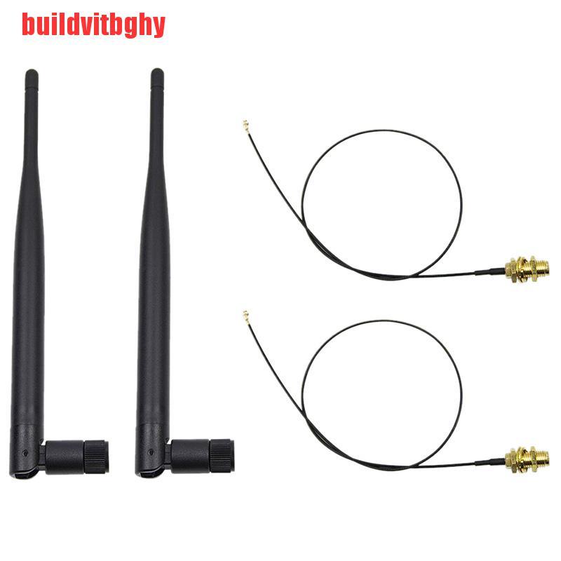 Ăng Ten 6dbi 2.4ghz 5ghz Rp-Sma Wifi Rp-Sma + Dây Cáp 1x 12cm U.Fl Ipex