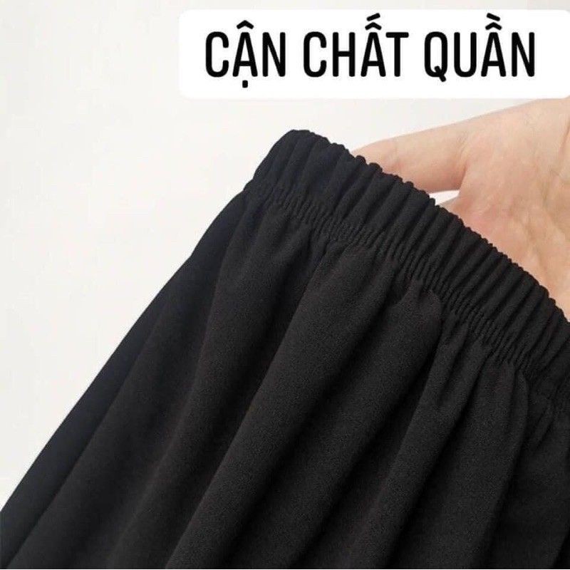 Quần Ống Suông Cạp Chun, Quần Ống Rộng Nữ Màu Đen Ulzzang (video cận chất)