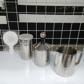 Bộ 4 dụng cụ đánh bọt sữa có khuôn rắc bột