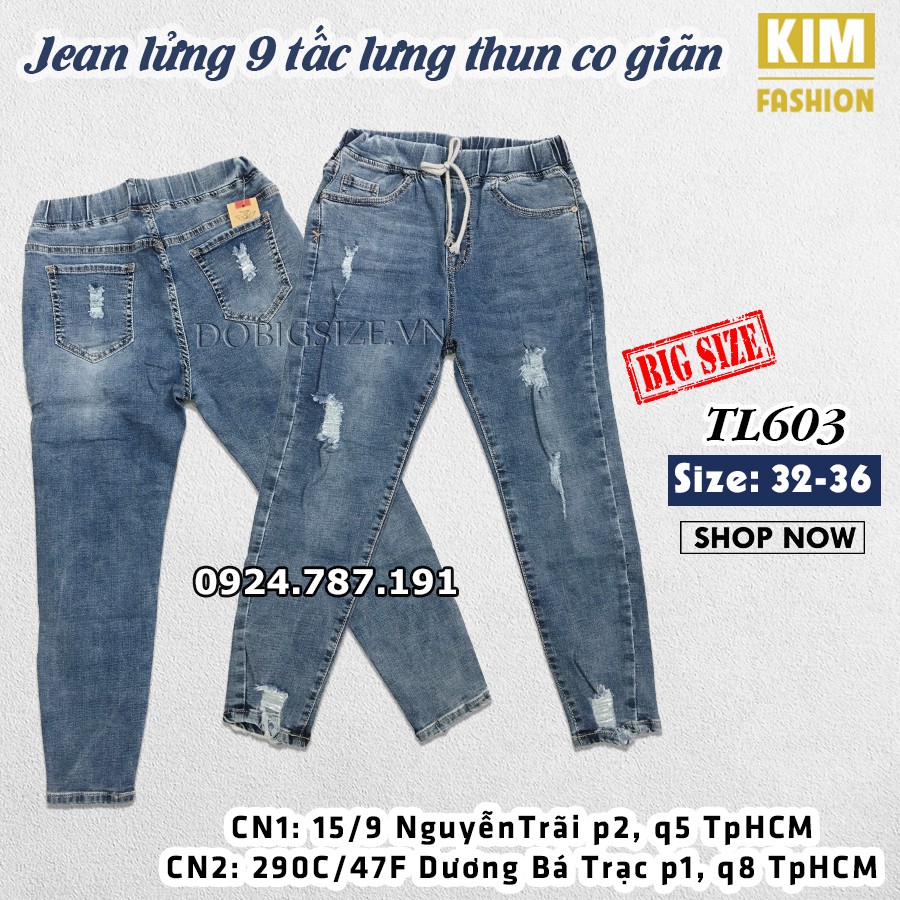 Quần Jean Lửng 9 Tấc Bigsize Lưng Thun Co Giãn TL603 size 32-36