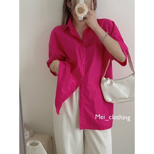 [Ảnh thật/video] Áo sơmi lỡ tay Tông Màu Độc Lạ có túi ngực