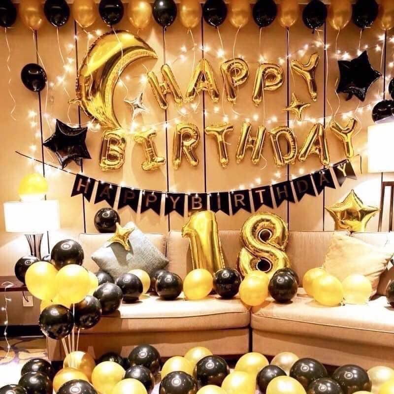 Bộ Trang Trí Tiệc Màu Đen Kèm Phụ Kiện Đầy Đủ