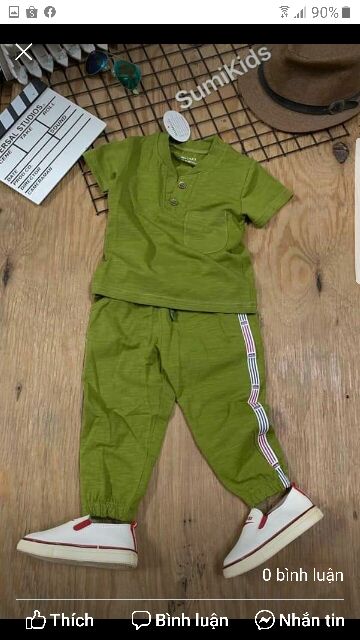 Sumikid chào bộ thun sớ gỗ phong cách cho bé