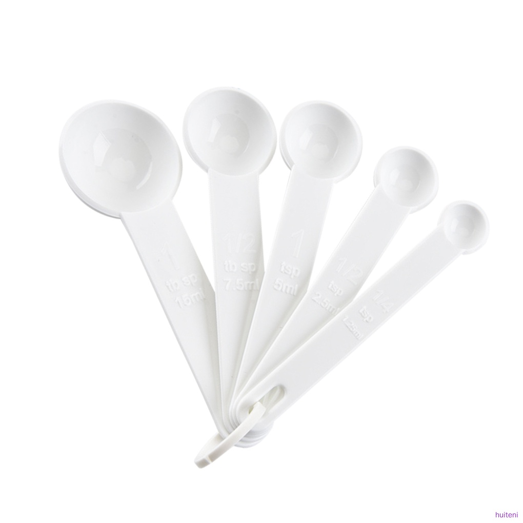 Set 5 Muỗng Đo Lường Gia Vị Bằng Nhựa Màu Trắng Tiện Dụng Cho Nhà Bếp Diy