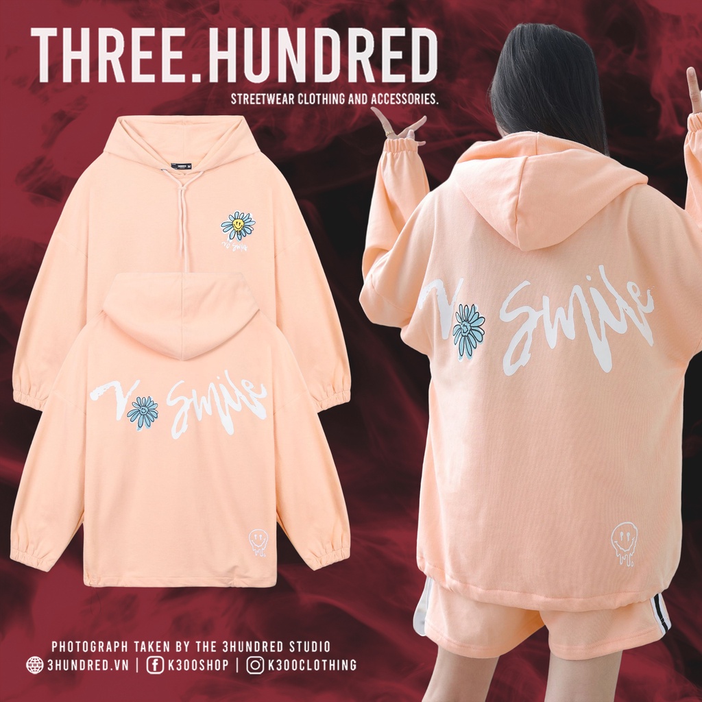 Áo Hoodie No Smile - Phía Trước Và Sau In Hình Sắc Nét - Chất Vải Nỉ Da Cá - Form Oversized Rộng Thoải Mái - Màu Cam